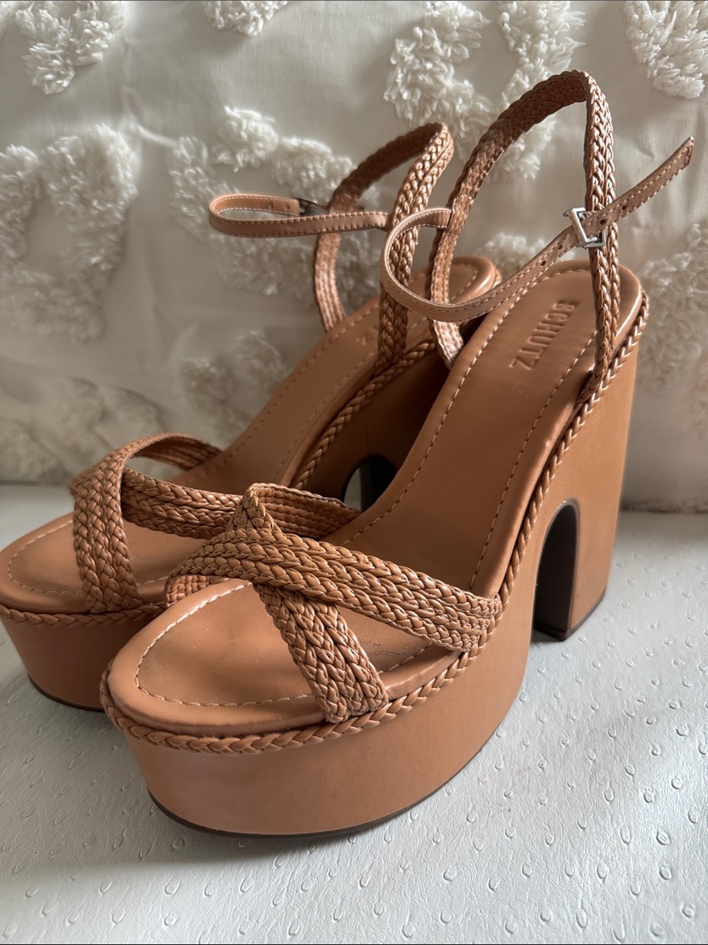 Schultz Braided Platform Sandals in Tan Brown